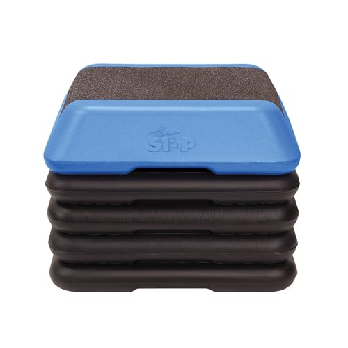 The Step Adjustable High Step Aerobic Platform with 4 Risers, Home Gym Workout Equipment, Fitness Exercise Equipment Made in the USA - color: Blue