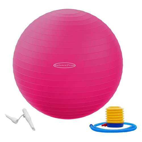 Fitvids Anti-Burst and Slip Resistant Exercise Yoga Fitness Birthing Ball with Quick Pump, 2,000-Pound Capacity, Multiple Colors and Sizes - color: Pink, style: 15-18in (38-45cm), S