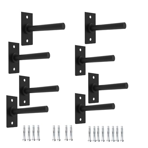 8-Pack Wall Mounted Weight Plate Holders for 1" & 2" Plates, Steel Bumper Plate Storage Rack with Rubber Pads & Hardware, Space-Saving Home Gym Wall Storage, 300 Lb Capacity - size: 1 Inch