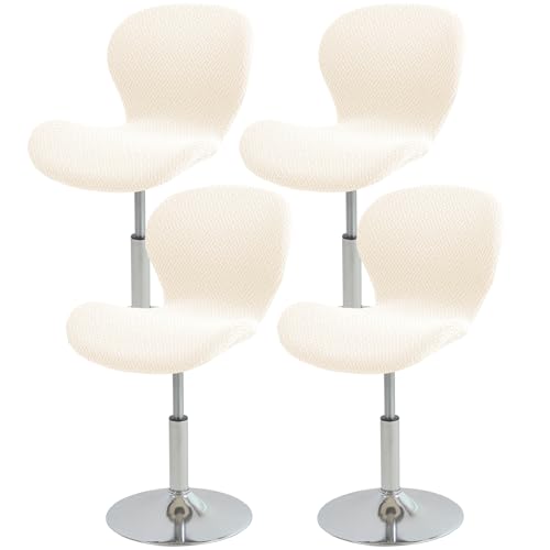 Gollense Bar Stool Covers with Backs, Set of 4 Stretch Jacquard Barstool Seat Covers, Washable Swivel Pub Counter Height Chair Slipcover Protector for Home Kitchen Cafe (T-Shaped Jacquard-Beige) - color: T-shaped Jacquard-beige
