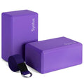 Syntus Yoga Block and Yoga Strap Set, Soft Non-Slip Yoga Blocks 9×6×4 inches, 8FT Metal D-Ring Strap for Yoga, General Fitness, Pilates, Stretching and Toning - color: Purple