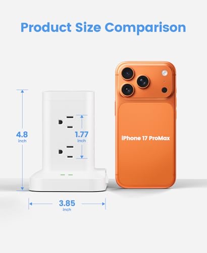 Power Strip Tower with Surge Protector 1800J, Fast Charging Tower PD20W USB-C Ports with 8 AC Outlets, Extension Cord for Home Office Dorm Room, White, 5FT - color: White, size: 5FT