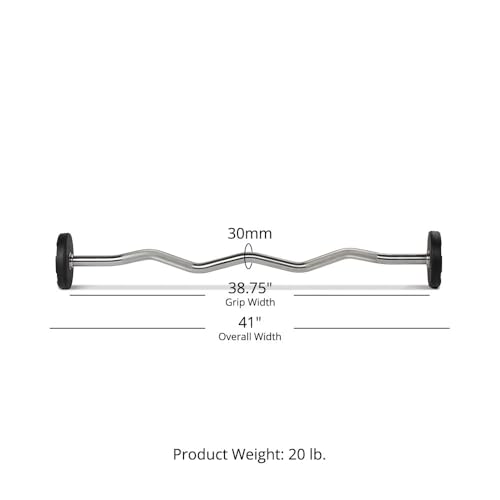 Titan Fitness Rubber Curl Fixed Barbells, Pre-Loaded Weight Bar for Strength Training & Weightlifting - color: EZ Curl Fixed Barbell, size: 20 LB