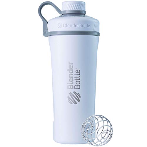 BlenderBottle Radian Shaker Cup Insulated Stainless Steel Water Bottle with Wire Whisk, 26-Ounce, Matte White - color: Matte White