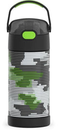 THERMOS FUNTAINER Water Bottle with Straw, 12oz, Inline Camo | Kids Stainless Steel Insulated Water Bottle, Keeps Drinks Cold Longer for School & Play, BPA-Free - color: Inline Camo, size: 12 Ounces