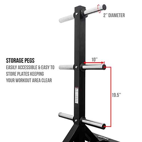 Valor Fitness Weight Plate Rack with Barbell Holders – Heavy-Duty Steel Storage Tree with 6 Pegs and 2 Vertical Bar Sleeves for Standard and Olympic Plates – 800 lb Capacity for Home & Garage Gyms - color: D: BH-17 Bumper Plate Storage Tree