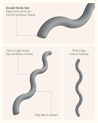 BetterMe Sculpt Body Bar – Weighted Exercise Bar for Strength Training – Home Gym Workout Barbell for Squats, Deadlifts, Curls & Full Body Workouts - color: Stone Gray