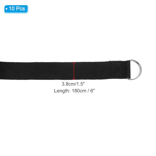 PATIKIL Yoga Strap for Stretching, Cotton Yoga Belt with Adjustable Metal D-Ring Buckle Stretch Band for Fitness Pilates - color: Black
