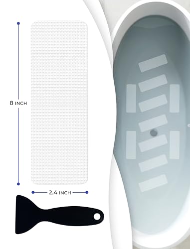 Clear Bloom XXL Anti Slip Shower Stickers 12 PCS, White Non-Slip Shower Strips for Adults, Premium Adhesive Bath Tub Stickers - color: White