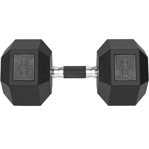 LIFERUN Rubber Grip Dumbbells Rubber Coated Cast Iron, with Anti-Slip Hex Black Dumbbell, Free Weights Dumbbell Set, 60lb/ 65lb/ 70lb/ 75lb dumbbell Single - style: 60lb