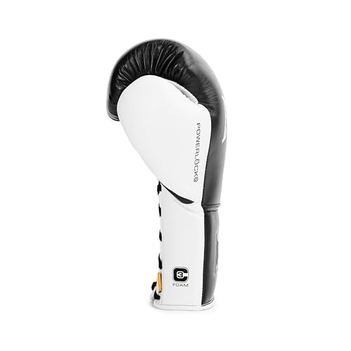 Everlast Powerlock OG Pro Training Boxing Gloves | Lace Up - color: Black/White, size: 18oz
