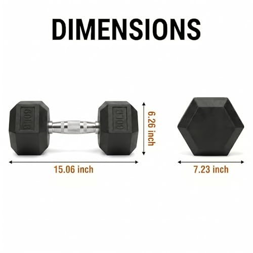 5-100 lb Rubber Hex Dumbbell Set - size: 60 lb