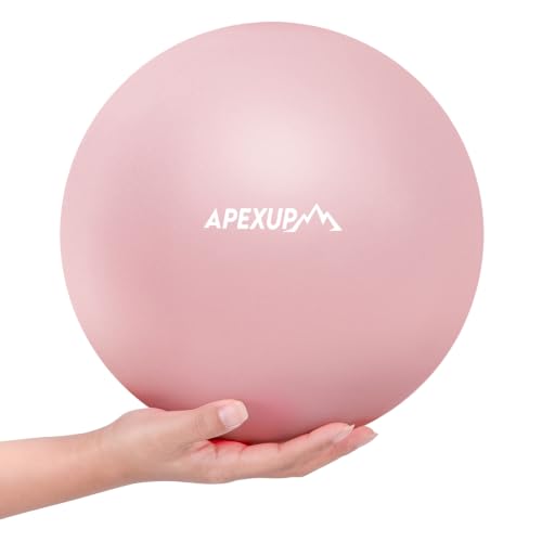 APEXUP 9 Inch Pilates Ball Small Exercise Ball for Yoga, Fitness, Balance, Core Workout, Physical Therapy - color: Soft Pink