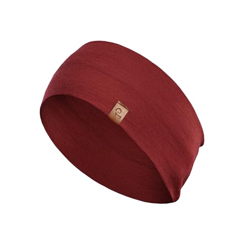 menique 100% Merino Wool Headband for Women Non Slip Stretchy Workout Sweatband Moisture Wicking Breathable Wide Hairband for Running Hiking Sport Gym Yoga Nurse Fashion (Black, One Size) - color: Red