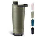 Fijinhom 24 oz Insulated Shaker Bottle with Portable Powder Container. | Leak-Proof Protein Shaker Bottle, 304 Stainless Steel Insulated Water Bottle with Removable Mixer, Measurement Marks, Green - color: Green