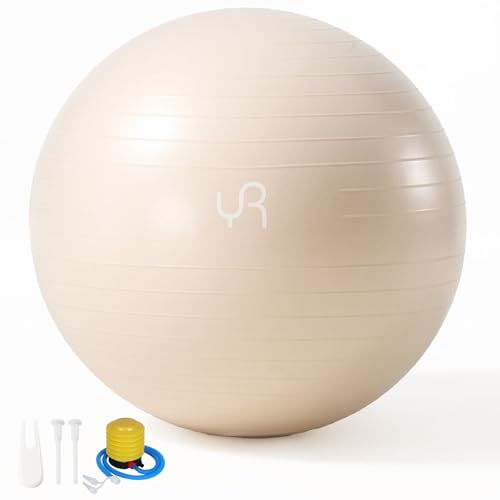 YR Exercise Ball Large Yoga Ball for Workout Pregnancy Stability - color: White, size: 75CM