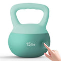 soges PVC One-Piece Kettlebell with Wide Handles, Strength Training Kettlebells 5lb to 35lb Optional for Women of Different Levels, Iron Sand Filled Soft Kettlebell - color: 15lbs - Blue