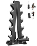 HANDBODE A-Frame Dumbbell Rack | Ideal for home gym, space-saving triangular frame, heavy-duty steel, holds multiple dumbbells securely - color: 1 X 5-Tier A-Frame with Landmine Attachment