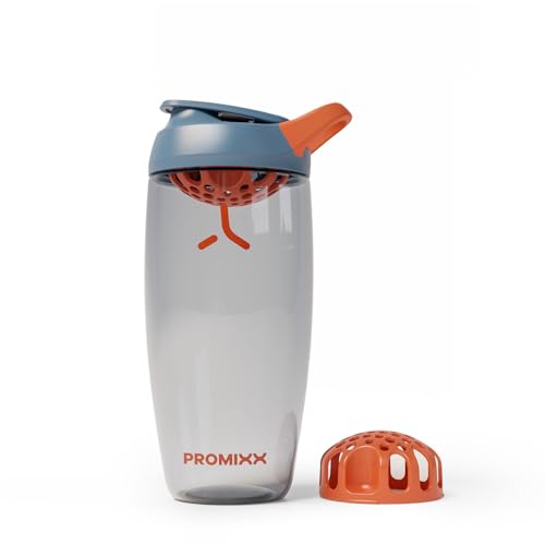 Promixx Pursuit Protein Shaker Bottle – 26oz Silent Snap-Fit Mixer for Lump-Free Shakes – Leak-Proof BPA-Free Ecozen Gym Shaker with Measurement Marks for Fitness and Travel – Midnight Blue - color: Midnight Blue, style: 26oz