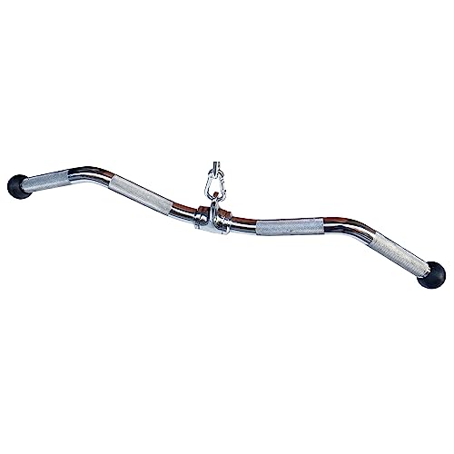 Lat Cable Machine Attachment Curl Pulldown Barbell Revolving Bar, Multi-Exerciser Cable Attachment, Solid Steel Tricep Press Down Bar with Rubber Handgrips & Revolving Hanger - color: 28 Inch Ball Hand