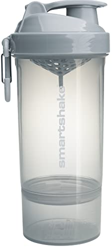 Smartshake O2GO ONE 800 ml/27 oz Protein Shaker Bottle | Silent Mixing | Leak-Proof Shaker Bottle | Shaker Cups For Protein Shakes | Gym Shaker Bottle | Durable, BPA-Free, Dishwasher Safe | Mist Gray - color: Mist Gray