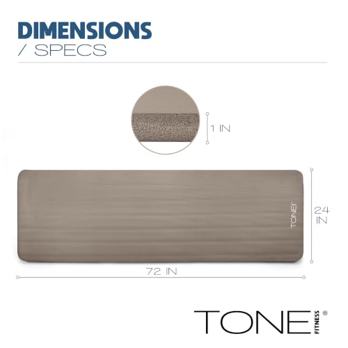 Tone Fitness 1-Inch Thick Yoga Mat | High-Density, Non-slip Exercise Mat with Carrying Strap for Yoga, Pilates, & Home Gym Workouts | Multiple Options - color: Beige, style: Diamond