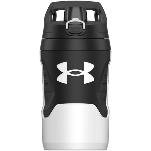 Under Armour 32 oz Insulated Water Bottles - Sports Water Jug with Fence Hook, Leak Resistant for Baseball, Football & More, 32 oz Insulated, White/Black - color: White/Black, size: 32 Ounces