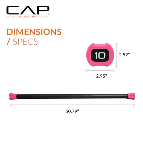 CAP Barbell Weighted Workout Bar | 5-20 lb | Multiple Options - style: 10 LB, Red