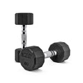 CAP Rubber Coated Dumbbell Weights, Free Weights for Home Gym Strength Training, Anti-Roll Hex Dumbbells with Black, Chrome & Comfort Grip Handles, Pairs & Sets - size: 10 lb - Pair, style: 12-Sided - Chrome Handle