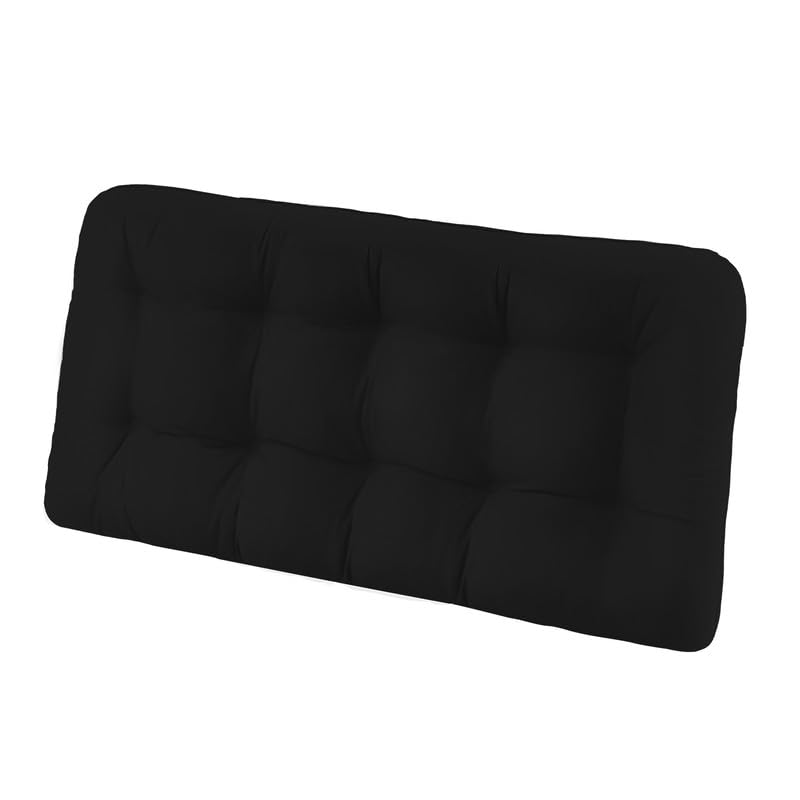Tufted Bench Cushions for Outdoor Furniture, 44" x 19" Porch Swing Cushions Filled with Foam, Overstuffed Patio Cushions for Bench Loveseat with 2-3 Seats,Thick and Water Resistant, Black - color: Black, size: 44" x 19" x 5"