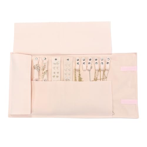 UnionPlus Velvet Travel Jewelry Case Roll Bag for Necklaces Brackets, Great Jewelry Organizer for Travel, Multi Jewelry Organizer, Pink - color: Pink Multi, size: Medium