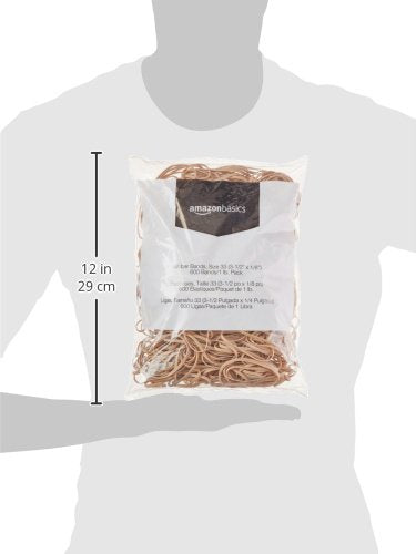 Amazon Basics Rubber Bands, Office Supplies, Size 33 (3-1/2 x 1/8 Inch), 600 Bands/1 lb Pack, 25-Pack, Tan - size: Size 33, style: 25-Pack
