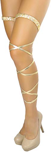 ToBeInStyle Women's Leg Wraps Ravewear Dancewear Elastic Straps Party Garter Music Festivals Costume Accessory Thigh High - color: Garter Wrap - Gold, size: One Size