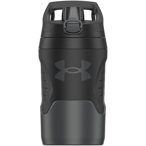 Under Armour 32 oz Insulated Water Bottles - Sports Water Jug with Fence Hook, Leak Resistant for Baseball, Football & More, 32 oz Insulated, Jet Grey/Black - color: Jet Grey/Black, size: 32 Ounces