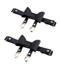 Adjustable Elastice 2 Rows Leather Leg Harness Garter Belt Punk Gothic Thigh Ring Garter - color: Black Bowknot With 2 Clips