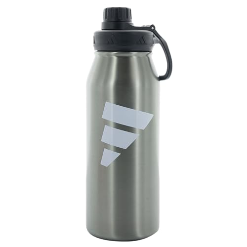 adidas Stainless Steel Metal Water Bottle 34 oz (1L) Screw Cap - color: Wonder Sage Green/White/Black
