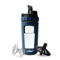 26oz Glass Protein Shaker Bottle, Stainless Steel Mixing Ball & Silicone Sleeve, Odorless, Leak-Proof, BPA-Free, Ideal for Smoothies & Workout Drinks (Steel Blue) - color: Steel Blue