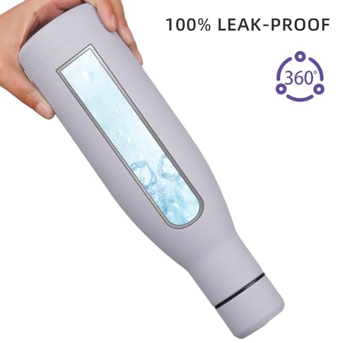 BJPKPK Insulated Water Bottle 17oz Stainless Steel Water Bottles Dishwasher Safe Metal Thermal Keep Cold and Hot,Mist Grey - color: Mist Grey, size: 17 Ounces