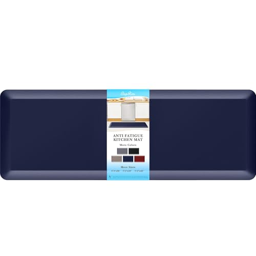 StepRite 4/5 Inch Thick Kitchen Mat Anti Fatigue Mat Kitchen Rugs Kitchen Decor Non-Slip, Stain & Water Resistant, Kitchen Mats Desk Mat for Kitchen, Office, Workshop, Blue, 17'' x 47'' - color: Blue, size: 48"L x 17"W x 0.8"Th