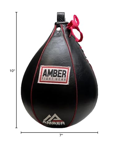 Amber Sports Genuine Leather Speed Bag for Boxing & MMA – Handcrafted Punching Ball for Reflex & Speed – Balanced for Fast Rebound – Available in Sizes XS, S, M, L - size: Medium (7"x10")