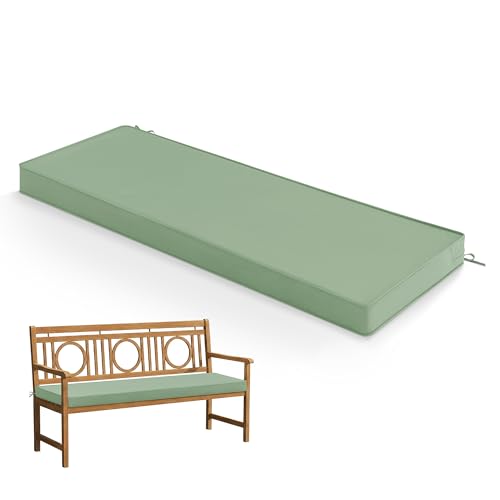 Summsun Outdoor Bench Cushion: Waterproof and Fade Resistant Patio Furniture Cushions - Non-Slip Bench Pad Cushion with Removable Cover for Garden Swing Porch Sofa Settee, 45 x 18 Inch, Sage Green - color: Sage Green, size: 45x18x3 Inch