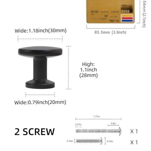 10 Pack Matte Black Kitchen Cabinet Hardware - Zinc Alloy Drawer Knobs and Handles - color: Matte Black, size: 1-1/4" Diameter（32mm）