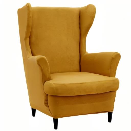 NILUOH Wingback Chair Cover 2-Piece Soft Stretch Wing Chair Slipcover Solid Color Armchair Sofa Couch Cover Furniture Protector with Elastic Bottom for Living Room Bedroom (Ginger) - color: Ginger