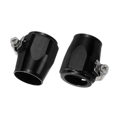 HARFINGTON 2pcs 14AN Hose Finisher Clamp Aluminium Hex Car Hose Finisher Flexible Pipe Clamps with Screw Band for Fuel Gas Oil Air Water Tube, Black - color: Black, size: 14AN