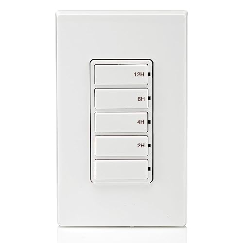 Leviton Countdown Switch for lights, attic, heaters, pool pumps, 2-4-8-12 hour, Neutral Wire Required, 20A, 1 HP/16A Fan/Motor, Single Pole, Multi-Way or Multi-Timer, DT212-1LW, White - style: 2-4-8-12 hour, Neutral Wire Required