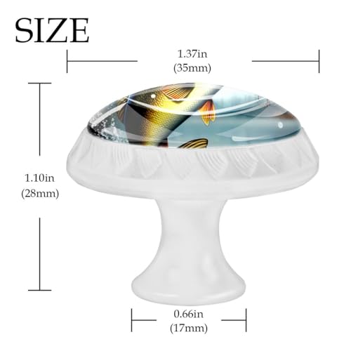 4 Pack White Cabinet Knobs, Bass Fish Drawer Handles for Cabinets, Dresser, Cupboard, Bathroom, Bedroom, Kitchen Hardware Closet Door Knob - color: Bass Fish