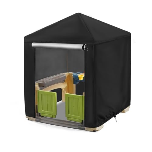 Outdoor Playhouse Cover for Step2 Playhouse,Waterproof Kids Outside Play house Cover Outdoor Play Houses Covers for Kids - 56"L×56"W×60"H, Black - size: 56"L×56"W×60"H
