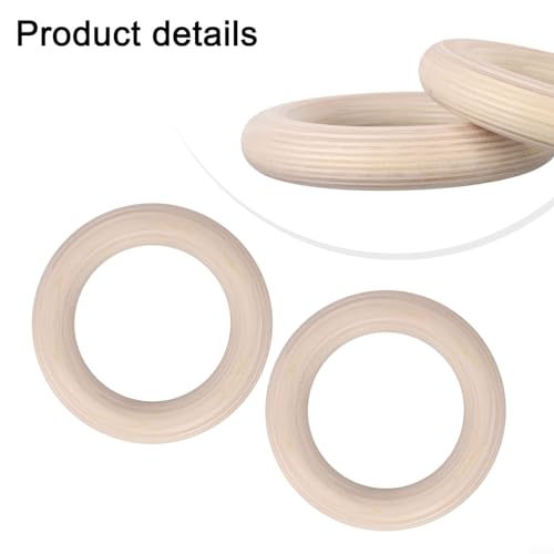 Set Of 2 Birch Wood Gymnastics Rings For Home Gym And Outdoor Fitness,Non-Slip Sweat-Absorbent Rings With Comfortable Grip For And Adults, For Pull Ups Calisthenics for cross Training (25mm 19cm)