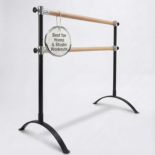 Artan Balance Ballet Barre Portable for Home or Studio, Adjustable Bar for Stretch, Pilates, Dance or Active Workouts, Single or Double, Kids and Adults (Curved Leg Double Bar 4 FT)