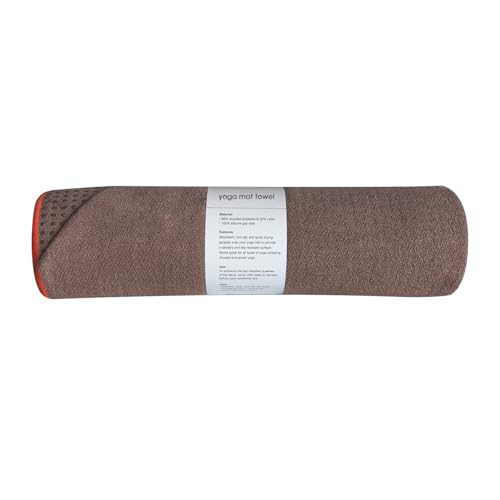 Muka Yoga Mat Towel with Grip Dot Non-Slip, Sweat Absorbent Towel for Hot Yoga Pilates Fitness 72x24 Inch - color: Brown
